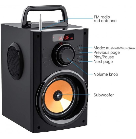 Portable Bluetooth Speaker with Subwoofer Wireless Speakers Outdoor/Indoor Big Speaker Support Remote Control FM Radio TF Card LED Lights MP3 Player Party Speaker for Home Camping iPhone Computer PC Portable Bluetooth Speaker with Subwoofer Wireless Speakers Outdoor/Indoor Big Speaker Support Remote Control FM Radio TF Card LED Lights MP3 Player Party Speaker for Home Camping iPhone Computer PC