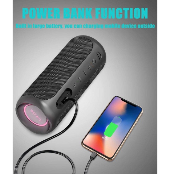 Portable Bluetooth Speaker with Subwoofer, 35W Bass Loud Speaker with Power Bank, IPX7 Waterproof, Wireless Stereo Pairing, 24H Playtime, Speaker with Lights for Outdoor Party, Camping - Black Portable Bluetooth Speaker with Subwoofer, 35W Bass Loud Speaker with Power Bank, IPX7 Waterproof, Wireless Stereo Pairing, 24H Playtime, Speaker with Lights for Outdoor Party, Camping - Black
