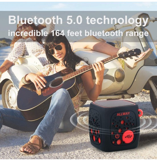 Small Bluetooth Speaker,ALLWAY Ultra Compact Mini Portable Bluetooth Speakers with Loud Stereo Sound,Rich bass,TF Card Port,164 Feet Bluetooth 5.0 Range for Laptop,iPhone,Echo,Car and More Small Bluetooth Speaker,ALLWAY Ultra Compact Mini Portable Bluetooth Speakers with Loud Stereo Sound,Rich bass,TF Card Port,164 Feet Bluetooth 5.0 Range for Laptop,iPhone,Echo,Car and More